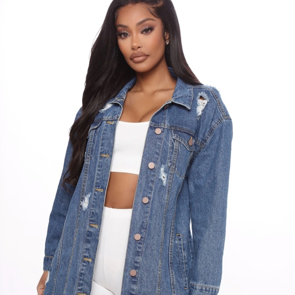 SOLD!! Long denim jacket - Picture 2 of 5